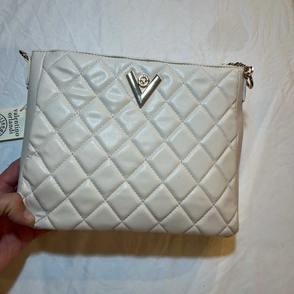 Valentino Orlando Elegant White Quilted Handbag NWT